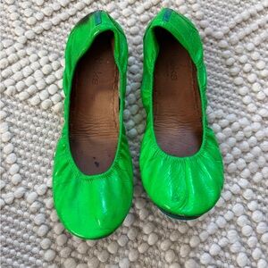 Tieks Pop Neon Green Leather Flats